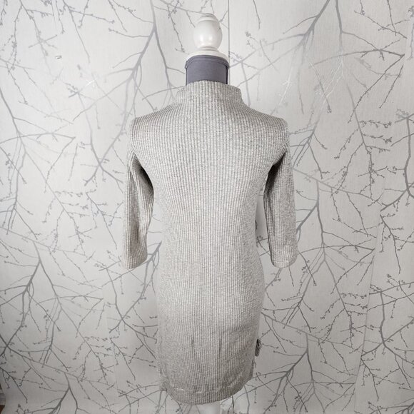 Rebecca King Gray Cotton Blend Waffle Knit Mock Neck Dress - Picture 4 of 7